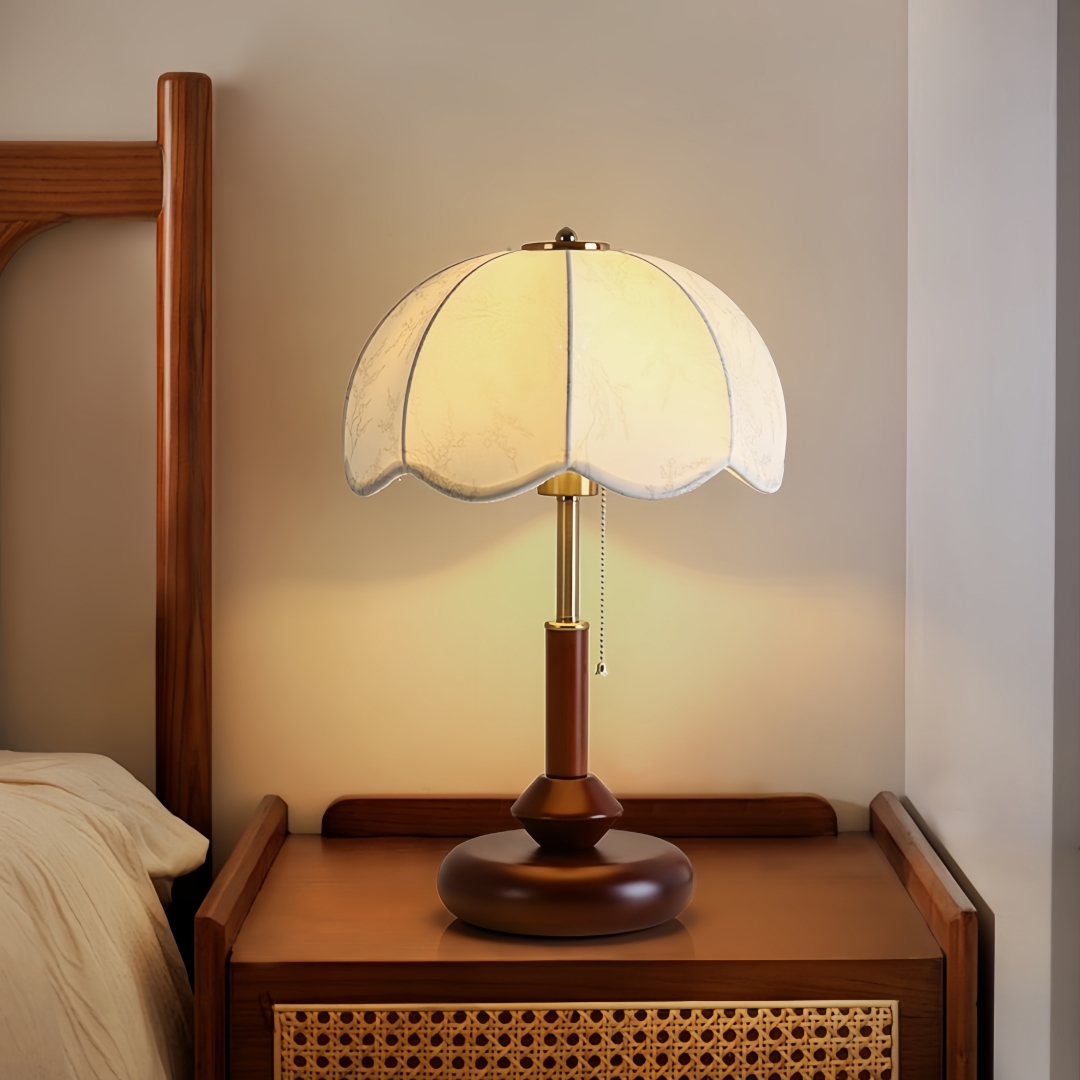 Home Textile - Vintage geschulpte koepeltafellamp voor slaapkamer, nachtkastje,