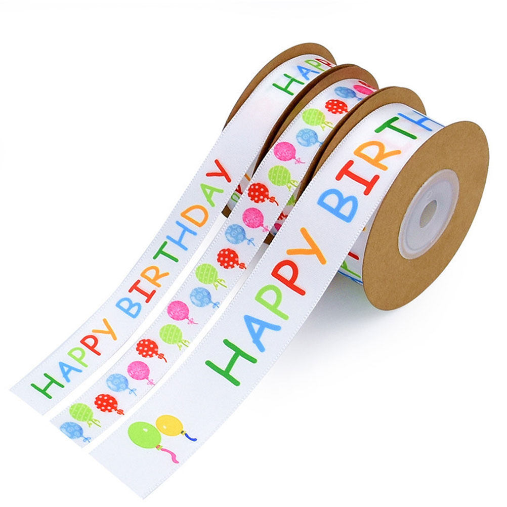 Home Textiles Premium - 10 Yard Premium Polyester Verjaardagsballonpatroonlint voor