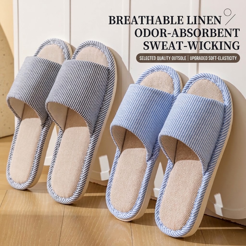 Home Textile - Ademende linnen pantoffels voor dames en