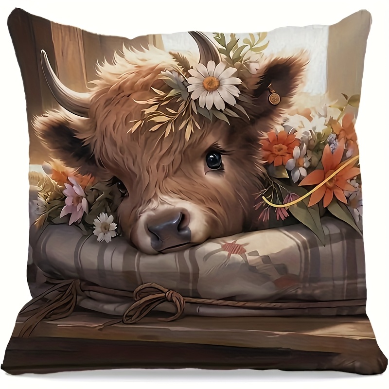 2D Flat - 1 stuk Hooglandkoe K - Pillow Insert 18X18 recensie en prijs