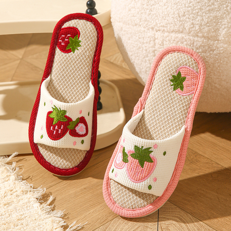 Aardbeienkleurige linnen panto - Home Textile recensie en prijs