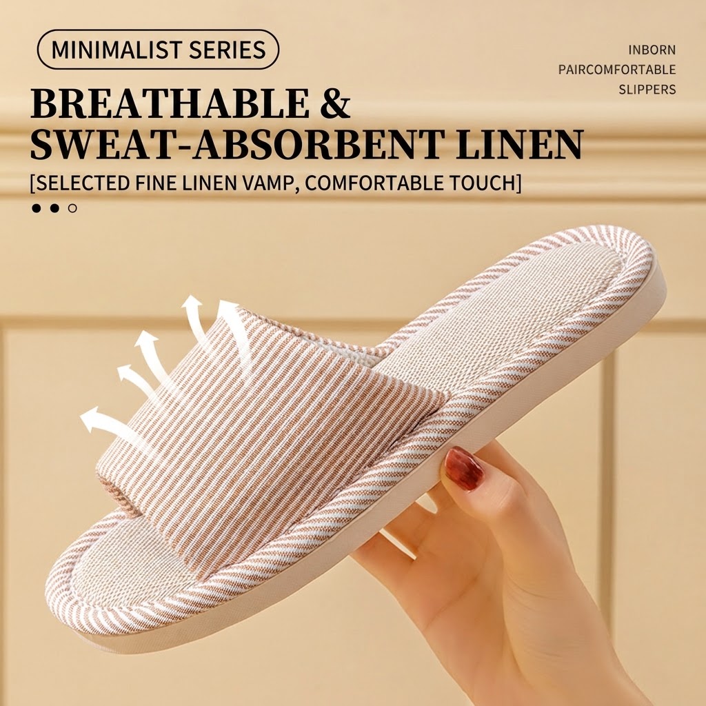 Ademende linnen pantoffels voo - Home Textile recensie en prijs