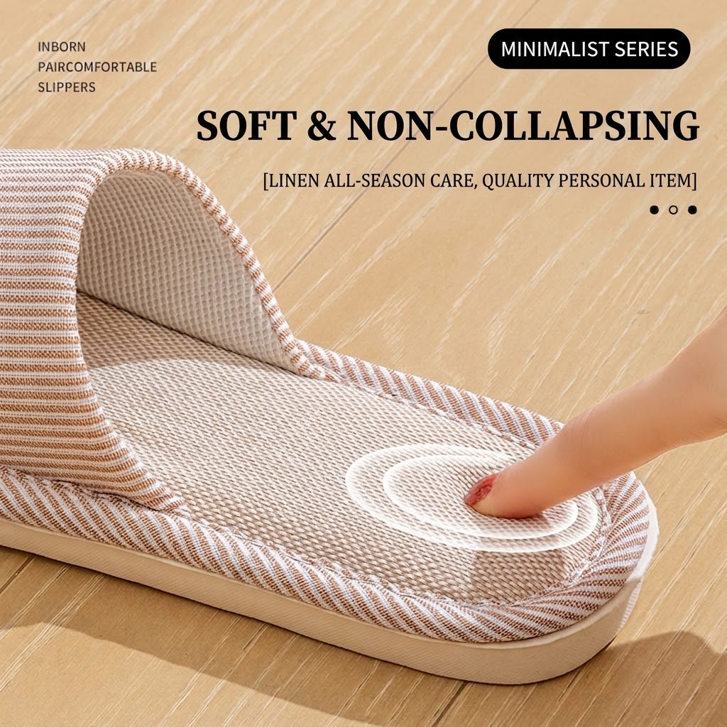 Ademende linnen pantoffels voo - Home Textile recensie en prijs